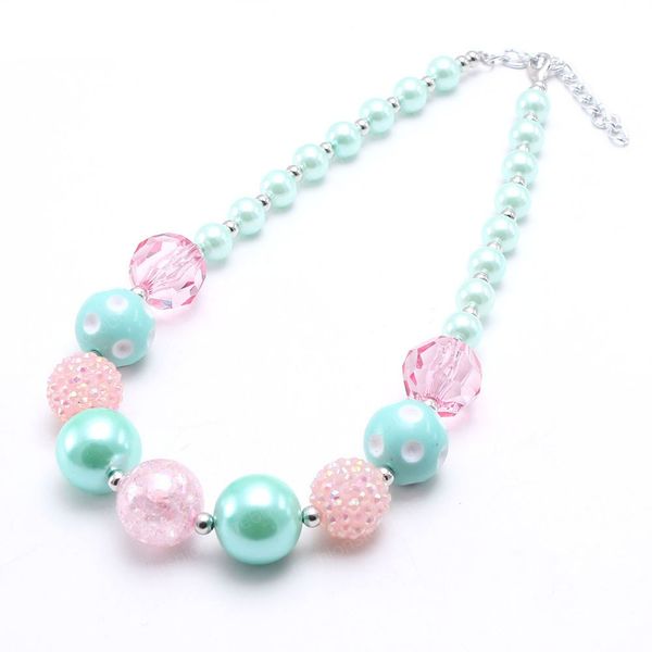 Neue Mode Bubblegum Perlen Kinder Halskette DIY klobige Perlenkette Baby Mädchen Choker Schmuck für Partygeschenk