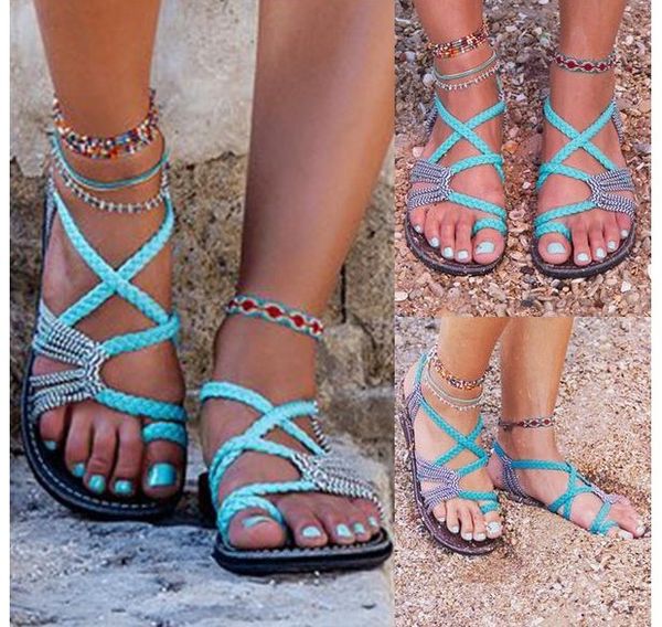 

women summer walking shoes new flip-flops flat woven sandals women beach sport shoes de verano corrientes femme zapatillas cheap