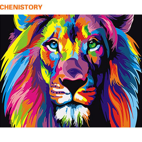 

pre-framed lion diy painting by numbers animal modern wall art picture acrylic paint on canvas for home decor artwork