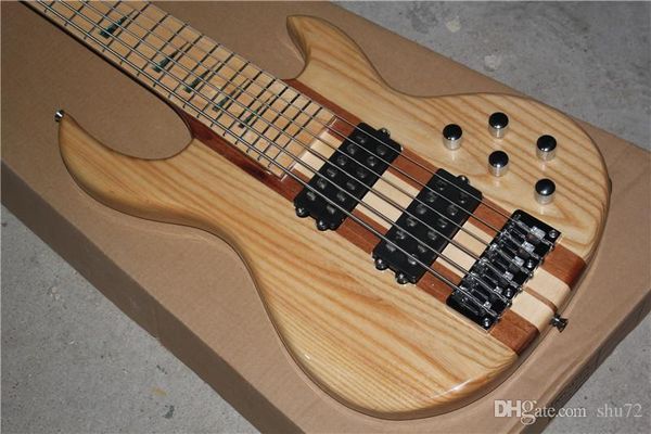 

one piece neck through body 24 frets 6 strings electric bass guitar maple fingerboard active pickups 1 2
