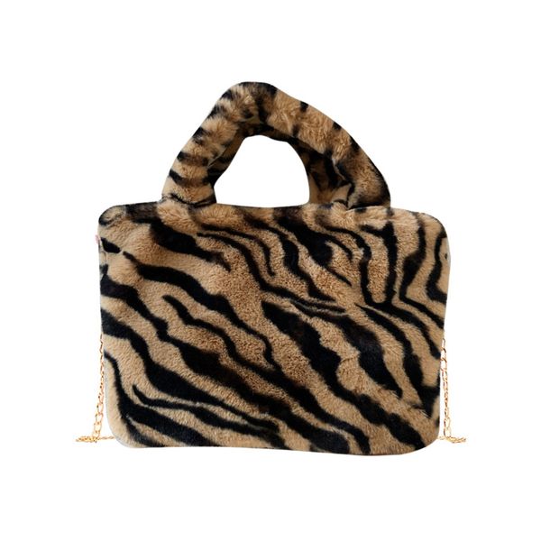 

new woman shoulder bags leopard vintage plush handbags autumn and winter fashion large capacity shopping shoulder bag