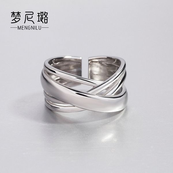 

japanese and korean version of the new s925 sterling silver ring female ins style fashion personality multilayer winding student opening foo, Golden;silver