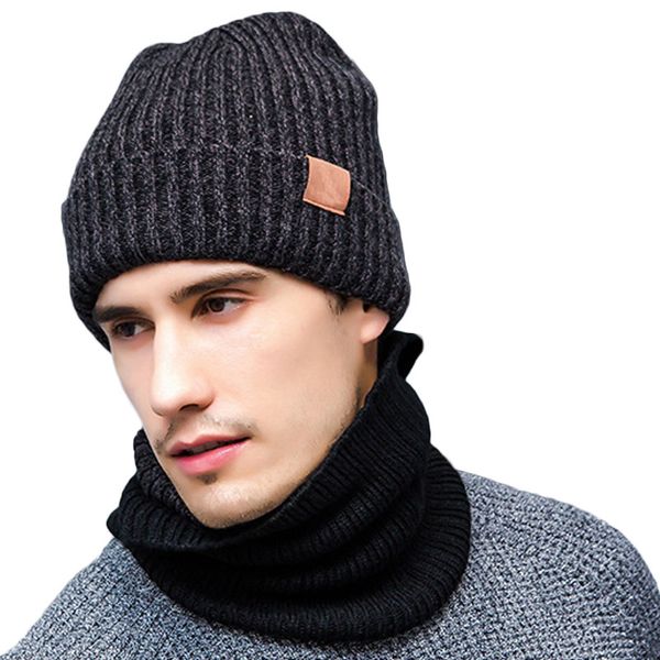 

2018 3 pcs warmer winter scarf set and gloves beanies hat for male wool knitted caps mens scarves neck warmer face shield set, Blue;gray