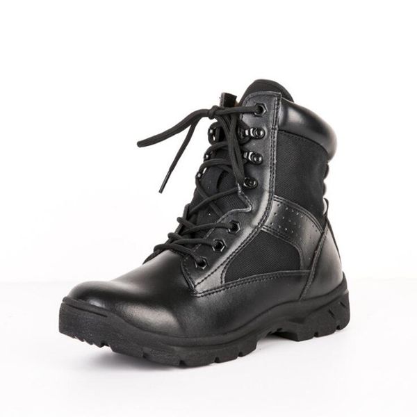 

new combat boots with leather boots, Black