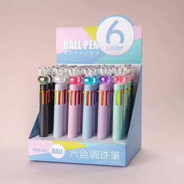

36 pcs/1 lot kawaii ballpen 6 color crystal head ballpoint pens pens school stationery writing supplies office supplies, Blue;orange