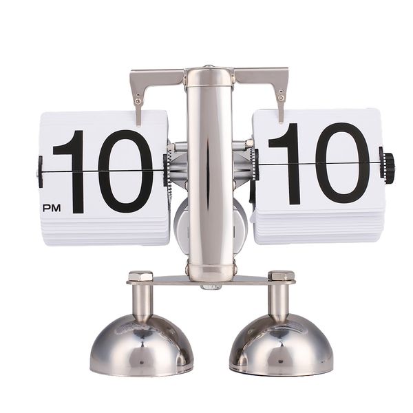 

retro scale metal modern digital auto flip dual stand home desk clock decor