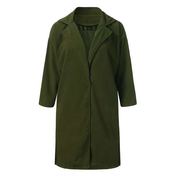 

2019 fashion lapel collar woolen coat long sleeve thick cashmere wool outwear casual loose thick coats warm parka, Black