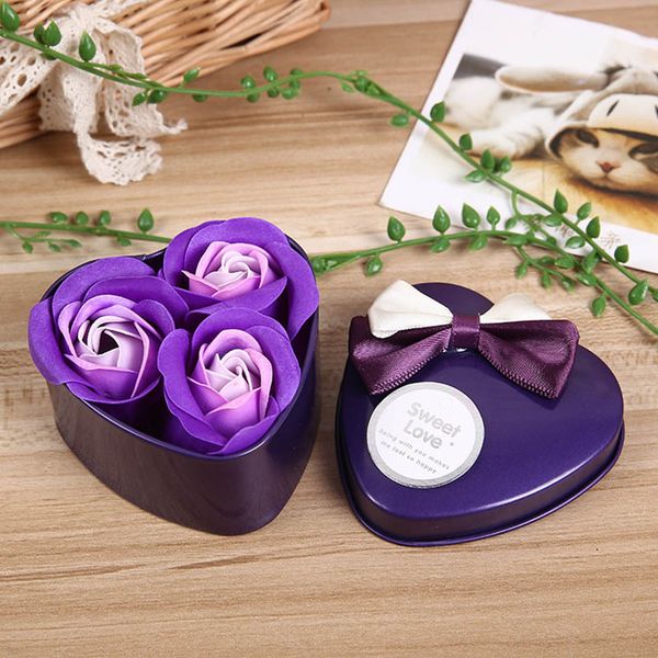 

scented rose flower heart shaped iron basket petal bath soap flower romantic soap rose for valentine wedding gift