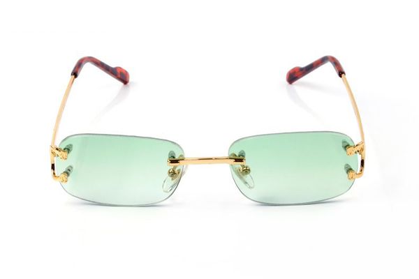 

brown fashion brand sunglasses for men buffalo horn glasses men women rimless sun glasses silver gold metal frame eyewear lunettes, White;black