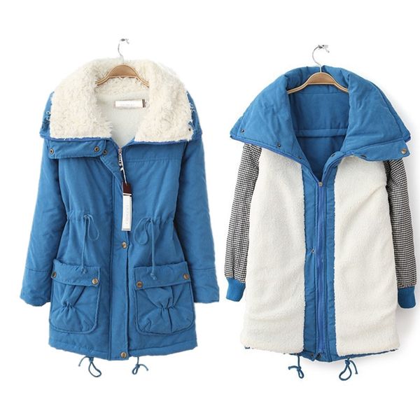 

winter cotton coat women slim snow outwear medium-long wadded jacket thick cotton padded warm parkas jackets, Tan;black