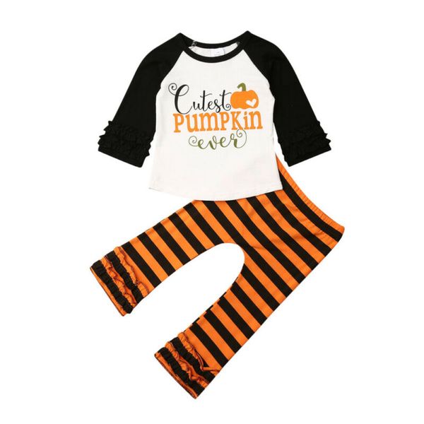 

Hot Sale 0-5T Baby Girls Halloween Clothing Set Toddler Babies Girl Clothes Pumpkin T-shirt Tops+Leggings Pants Outfits