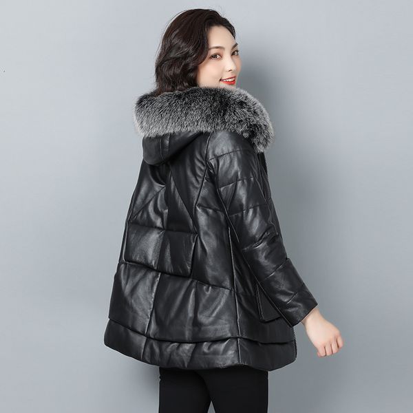 

winter thick pu faux leather jacket female women collar gothic outerwear & coats 5xl oversized jacket womens winter hot, Black