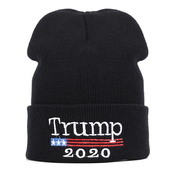 

новый trump 2020 американский knit cap casual cotton водолазка cap осень зима hat вышитые solid color cap, White