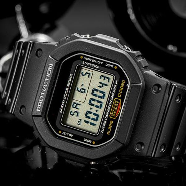 

DW-5600 Electronic Sports Men's Watch Small Quartz Core Resin Watchband Multifunctional Watch Deep Waterproof Pin Clasp