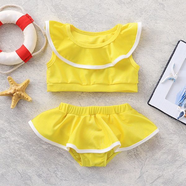 

2pcs swimsuit for baby girl summer girls swimwear swimsuit kids beach seaside vacation travel clothes8, White