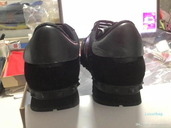

fashion men designer shoes black gray sneakers genuine leather stud sneakers shoes casual women men dress shoes with box