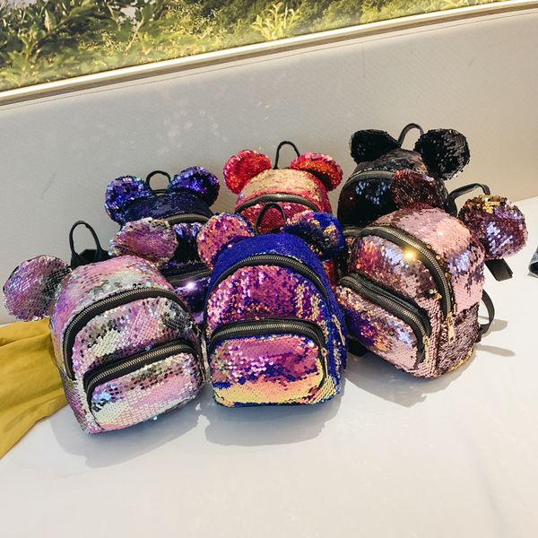 

kids backpack korean children 2019 cute sequins pu shoulders bag parent-child backpacks boys girls student bag fashion luxury designer bags