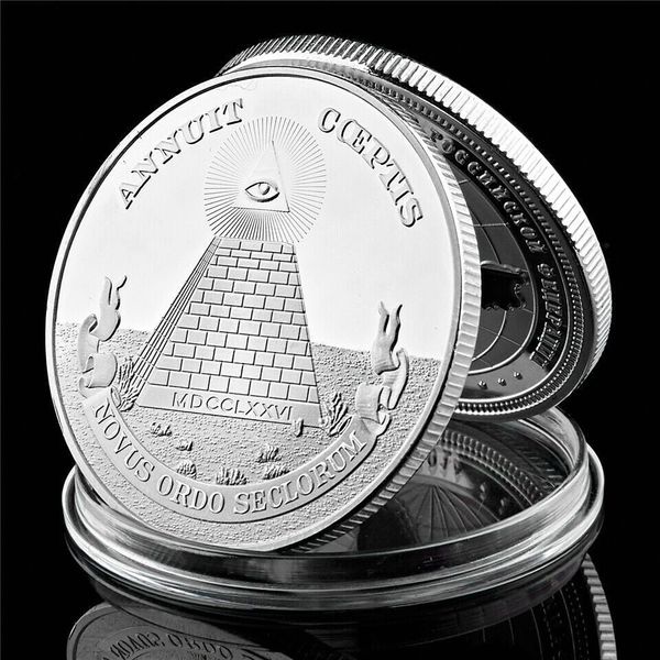 

coeptis masonic usa national emblem annuit 1oz silver plated token metal coin collectible lot