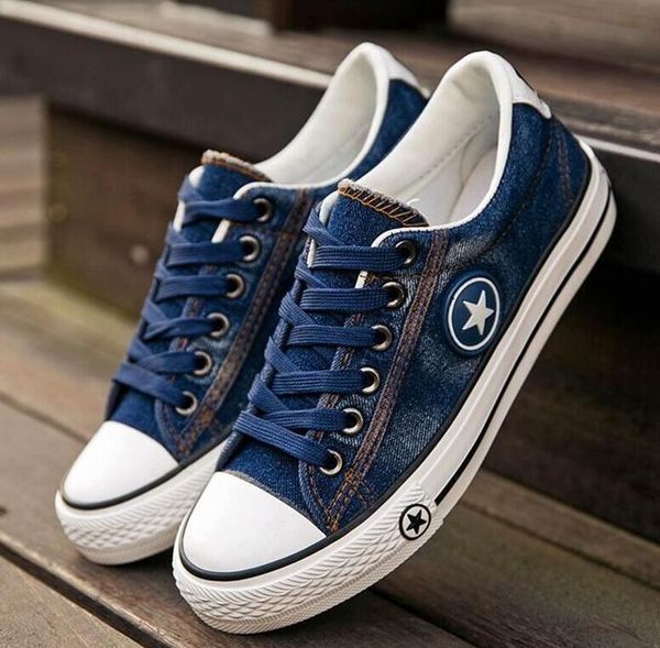 

fashion women sneakers denim casual shoes female summer canvas shoes trainers lace up ladies basket femme stars tenis feminino, Black