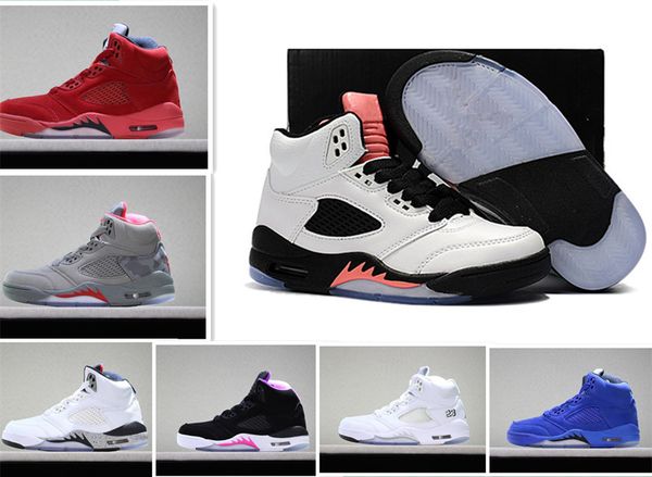 

children 5 basketball shoes for boys girls black 5s olympic metallic gold white cement kids sports sneakers baby birthday gift 11c-3y