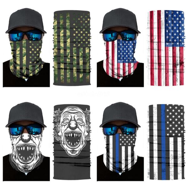 

outdoor camouflage cycling muffler bandana sun protection breathable fishing scarves sweat-absorbent magic skull scarf for hiking#561, Blue;black