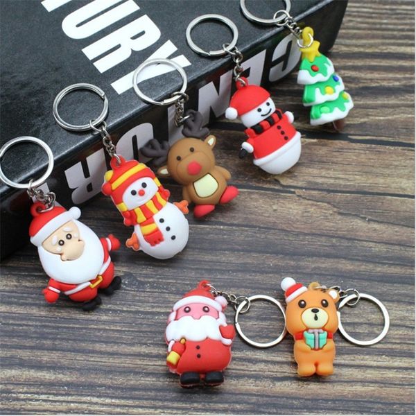 

christmas santa claus keychain men and women christmas gift pendant couple key ring ornaments cartoon keyring, Slivery;golden