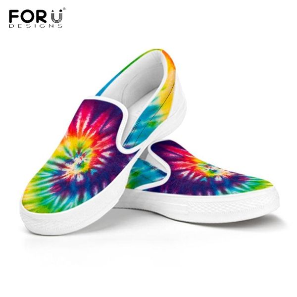 

forudesigns colorful tie dye spiral print abstract art women shoes casual comfortable slip on flats shoes spring/autumn sneakers, Black