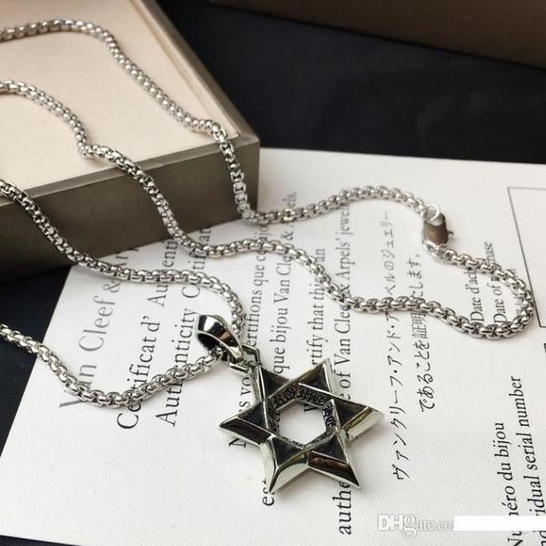 

70cm men pendant necklace hip hop punk hex star necklace for designer jewelry women necklaces gift, Silver