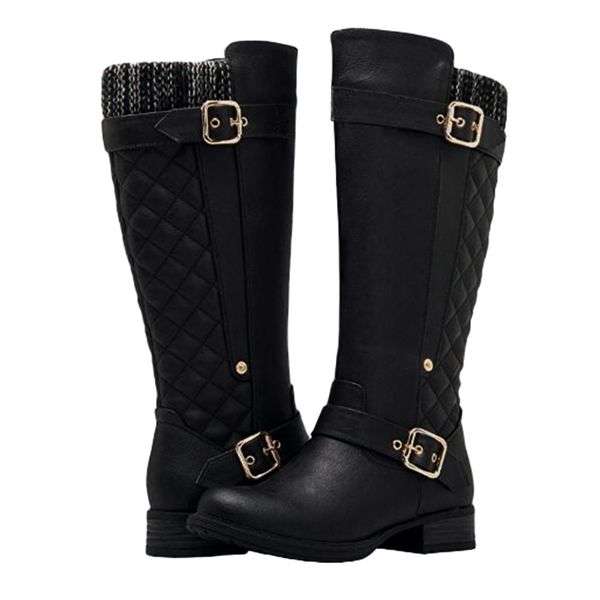 

women's fashion boots side zipper knee high riding boots ladies high-tube shoes women invierno warm winter mujer c1121, Black
