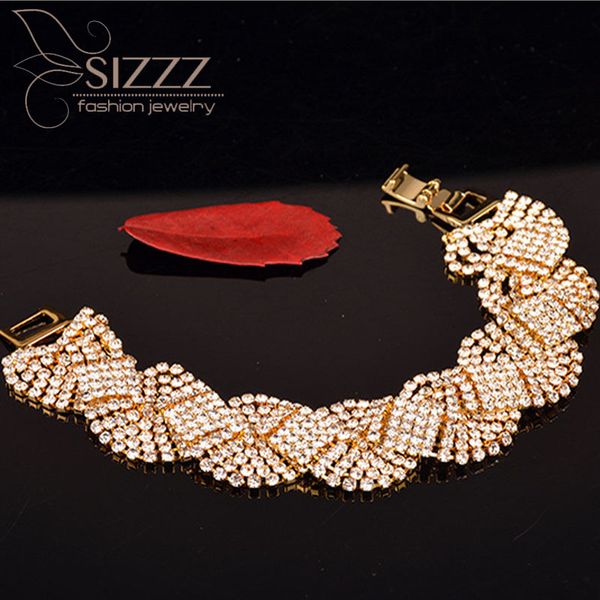 

sizzz 2019 european and american fashion new starry crystal trend metal bracelet&bangles for women, Golden;silver