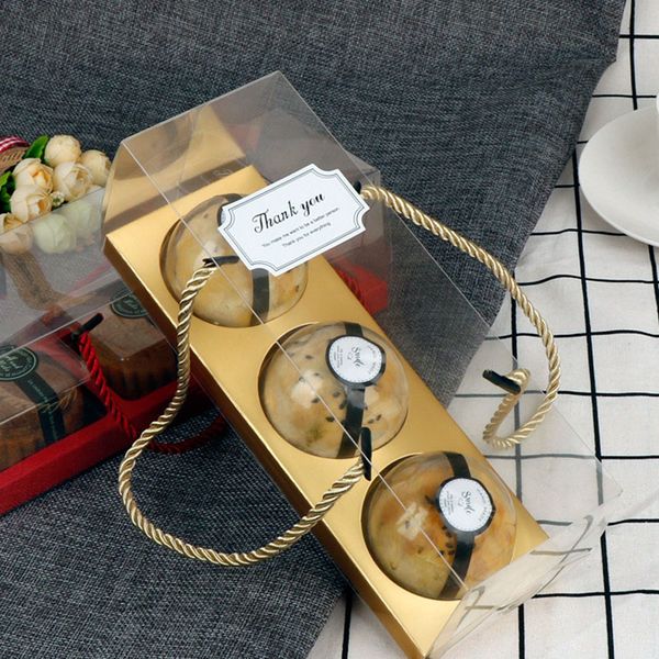 

портативный clear cake box с ручкой партии печенье шоколад подарочная коробка mooncake snow ньянг яичного желтка puff пакет коробки