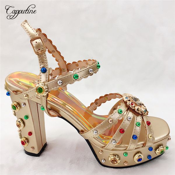 

graceful high heel sandal shoes with nice decoration for evening party cfs12 in gold ,size38-42, Black