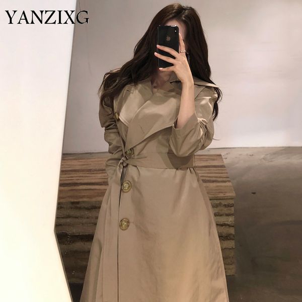

korean style trench coat for women temperament lapel single-breasted ladies windbreaker autumn new 2019 women clothing s310, Tan;black