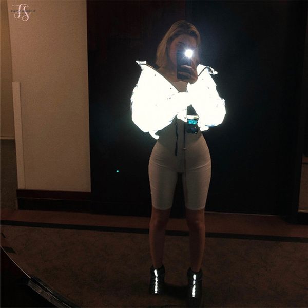 

womens 2019 short sleeve hip length puffer jackets reflective solid gray zipper winter coat long sleeve cotton bolero for slim, Black;brown