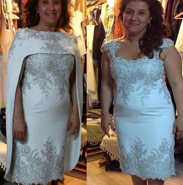 

2020 silver lace appliqued mother of the bride dresses with cape formal women wedding dresses middle east dubai formal gowns, Black;red