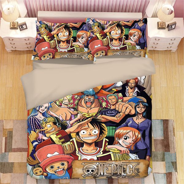 

duvet cover cartoon animation one piece naruto 3pcs british style family student dormitory quilt cover pillowcase home textile