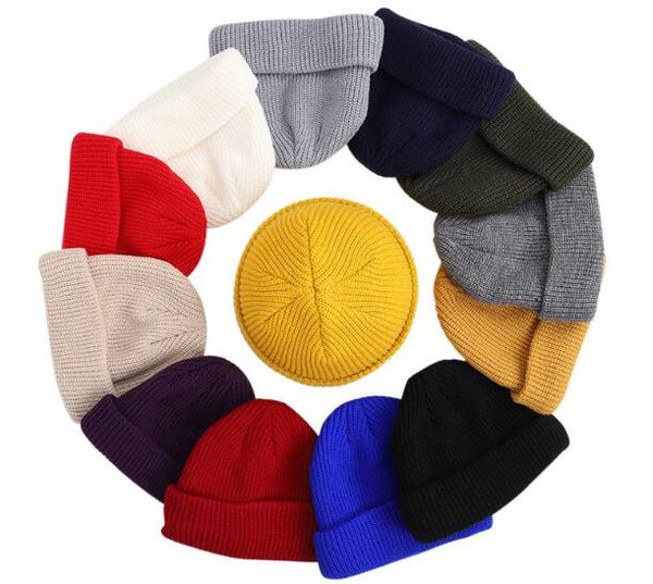 

2019 cold hat male winter female autumn and winter solid color wild landlord watermelon hip hop knit wool hat cap snow cap man hats, Blue;gray
