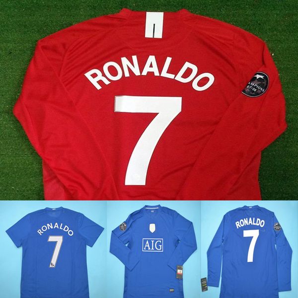 

soccer jersey 08 09 ronaldo jersey man berbatov rooney giggs 2008 2009 long sleeve j.s.park nani scholes football united utd jersey kits set, Black