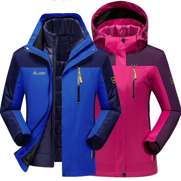 

autumn winter men women jacket coat outdoor camping hiking windbreaker men women windproof waterproof warm parka hooded jackets, Blue;black