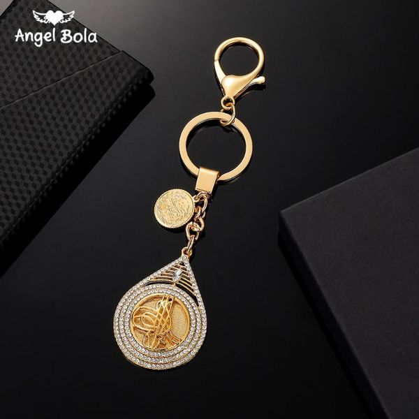 

turkey coin pendant key ring muslim arab key chains for women/men gold color metal coins jewelry turk gift with rhinestone, Silver