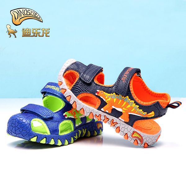 

dinoskulls leather sandal boys 2019 dinosaur for kids summer beach sports shoes casual chlidren's footwear sandals boy #28-#34, Black;red
