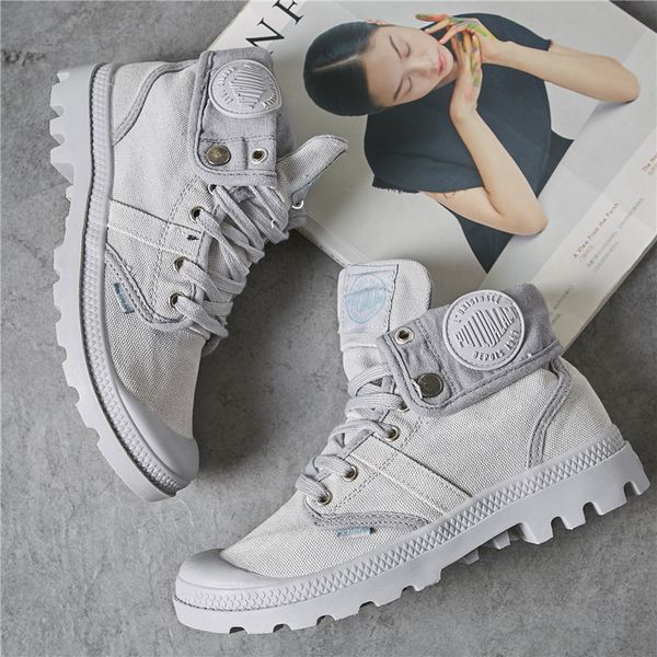 

spring and autumn high shoes women's shoes canvas shoes flanging thick bottom european station paladin women's french, Black