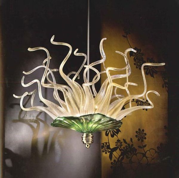 Крытый декор ручной работы взорванные лампы люстры DIY Plates подвесные светильники зеленый и янтарный артистно-арт-стекло, висит светодиодный свет