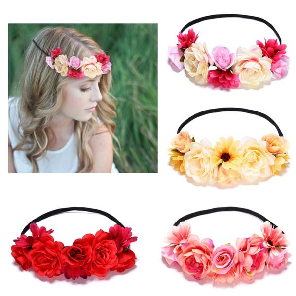 

m mism boho style girls rose sunflower headband wreath wedding haar accessoires for womens bride princesas headwear tiara