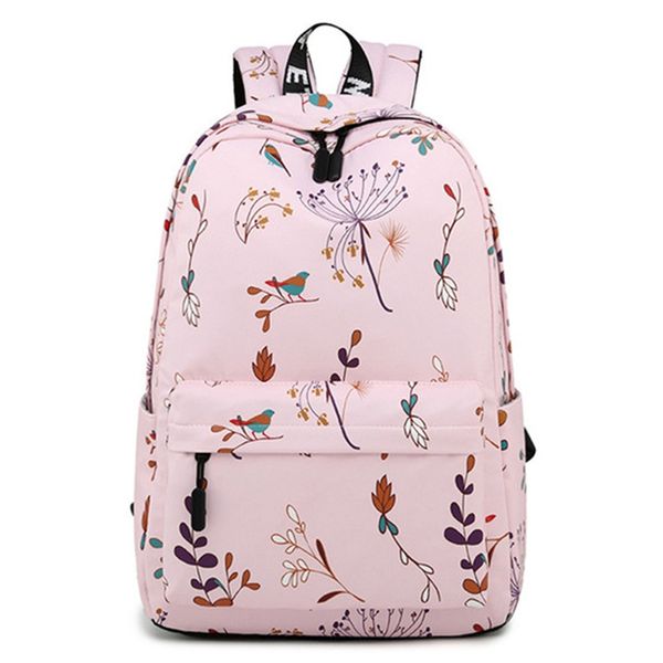 

casual waterproof women backpack flower print girls college lapbackpacks lady travel backpack pink
