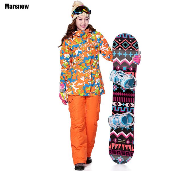 

russian snow set female -20 to -30 ski jackets and pant waterproof thicken coat ski sets winter snow suits for women