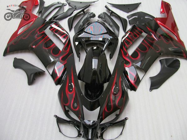 

chinese fairing kits for kawasaki ninja 2007 2008 zx6r 07 08 zx 6r red flames motorcycle fairings bodywork