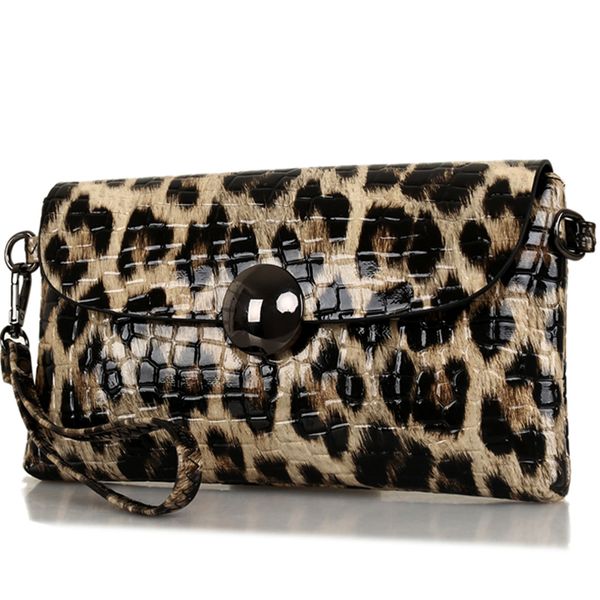 

clutch fashion leopard day evening clutch bag split leather purse wallet brand chain evening bags ladies shoulder bag