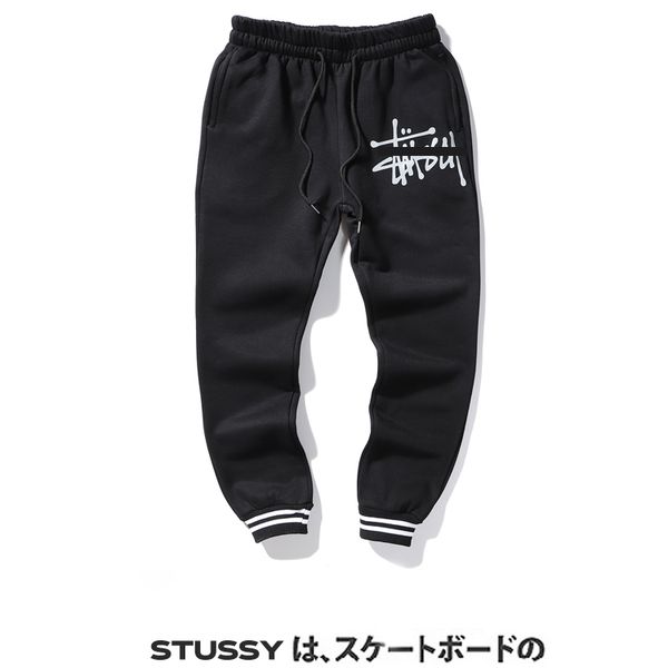 

stussys classic brand reflective logo trousers plus velvet designer trousers mens trousers pants luxury pant joggers men fall, Black