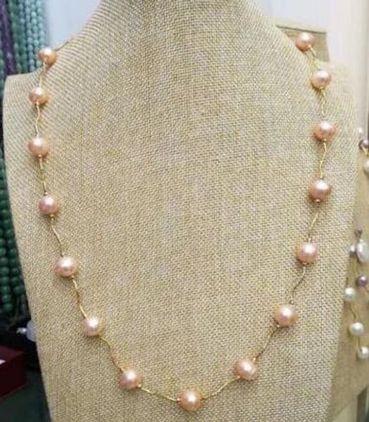

>>>> sell 20 inches real freshwater natural baroque rose 9-10mm pearl necklace 14k brooch, Silver